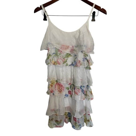 angela mara Dresses & Skirts - Angela Mara Made in Italy Floral Tiered Ruffle Dress Size S